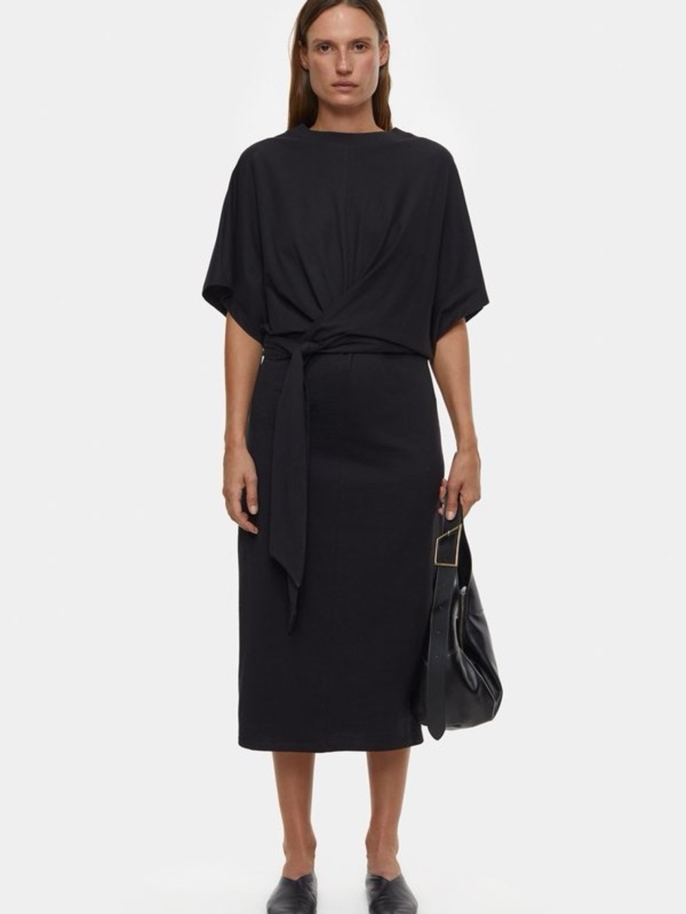 Closed Black Tie Waist T-Shirt Dress
